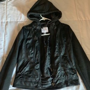 Tilly’s half hoodie half leather jacket